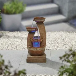 La Hacienda Azure Columns Inc LEDS Water Feature - 4657L