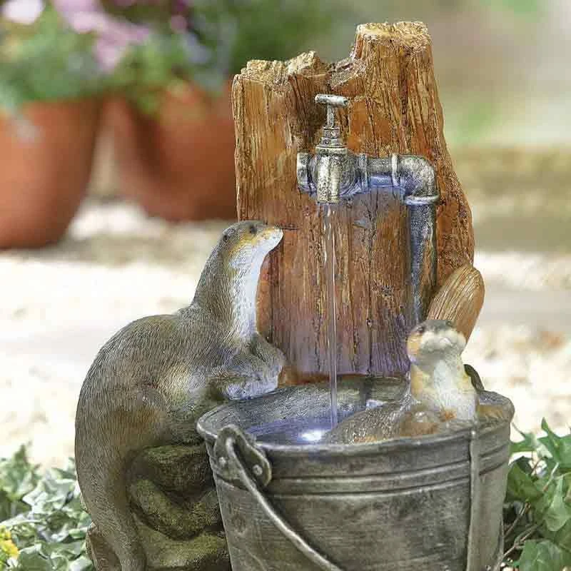 La Hacienda Playful Otters Inc LEDS Water Feature - 45103L - Image 3
