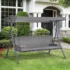 Outsunny 2-in-1 3-Seater Garden Swing Chair - Grey - 84A-180