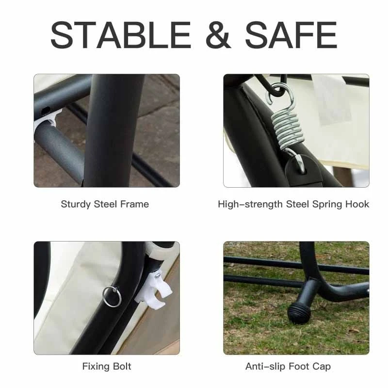 Outsunny 2-in-1 Convertible Garden Swing Chair - Cream White - 84A-051CW - Image 7