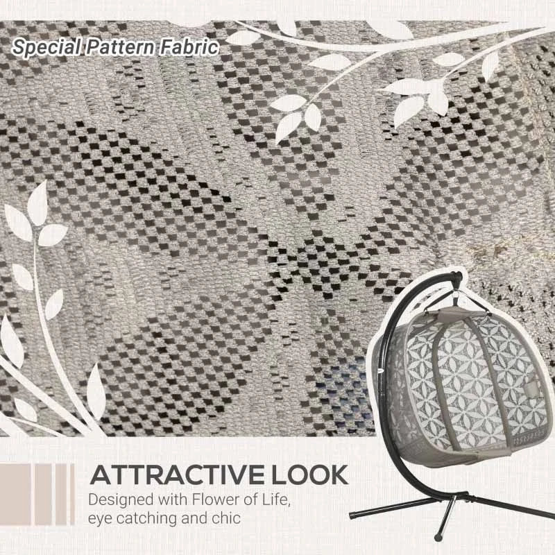 Outsunny Double Hanging 2 Seater Egg Chair - Sand Brown - 84A-266V70SD - Image 4