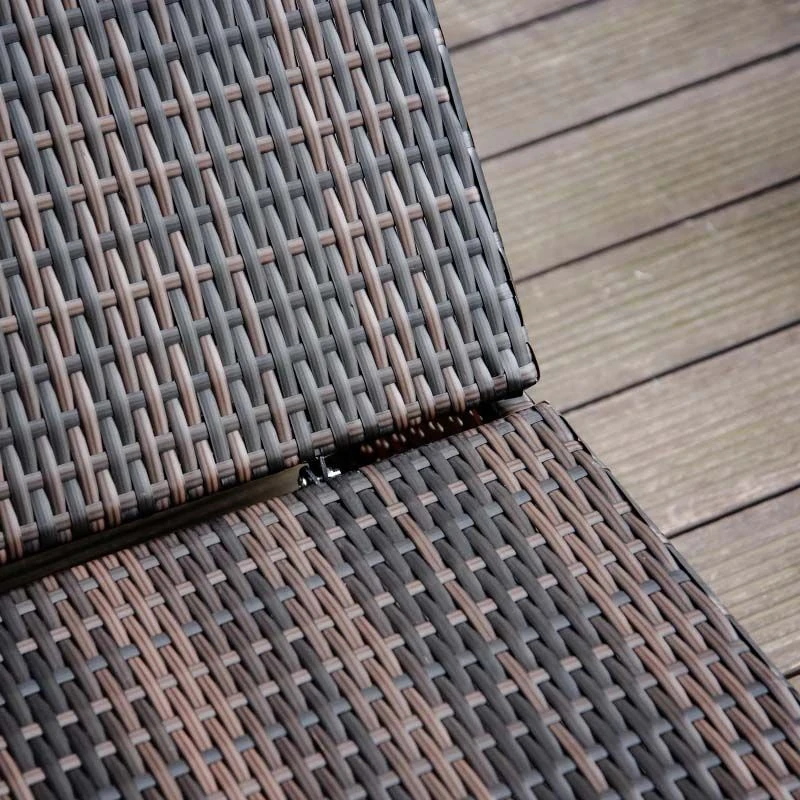 Outsunny Rattan Reclining Sun Lounger - Brown - 01-0230 - Image 6