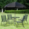 Outsunny 6 Piece Garden Patio Table & Chairs - Black - 01-0709