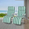 Outsunny 2-Piece Sun Lounger Set - With Cushions - Green/White - 01-0710