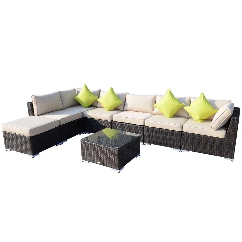 Outsunny 7-Seater Rattan Garden Furniture Set - Brown - 01-0713 - Image 2