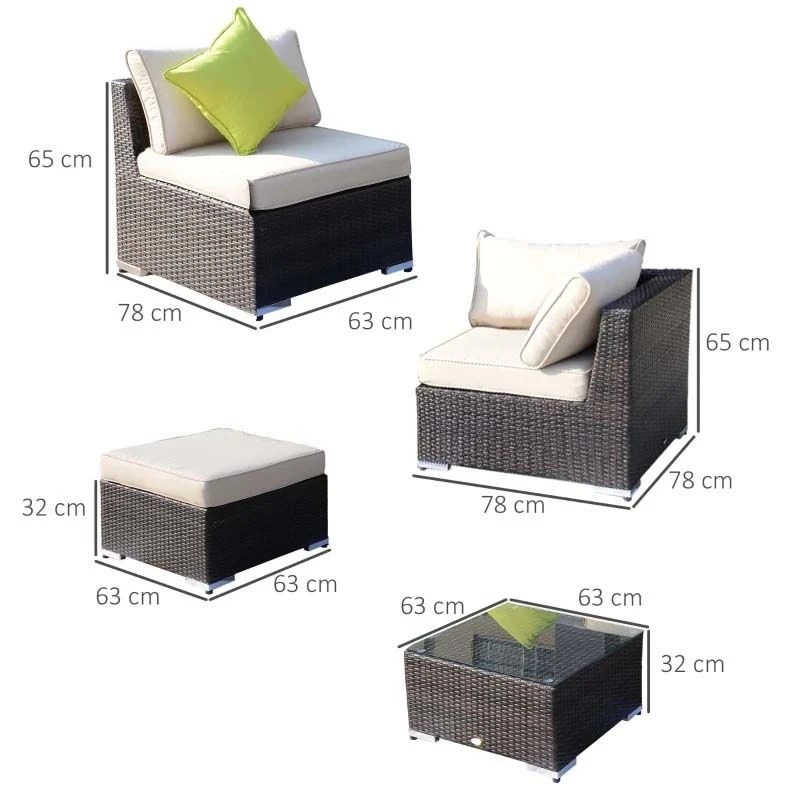 Outsunny 7-Seater Rattan Garden Furniture Set - Brown - 01-0713 - Image 3