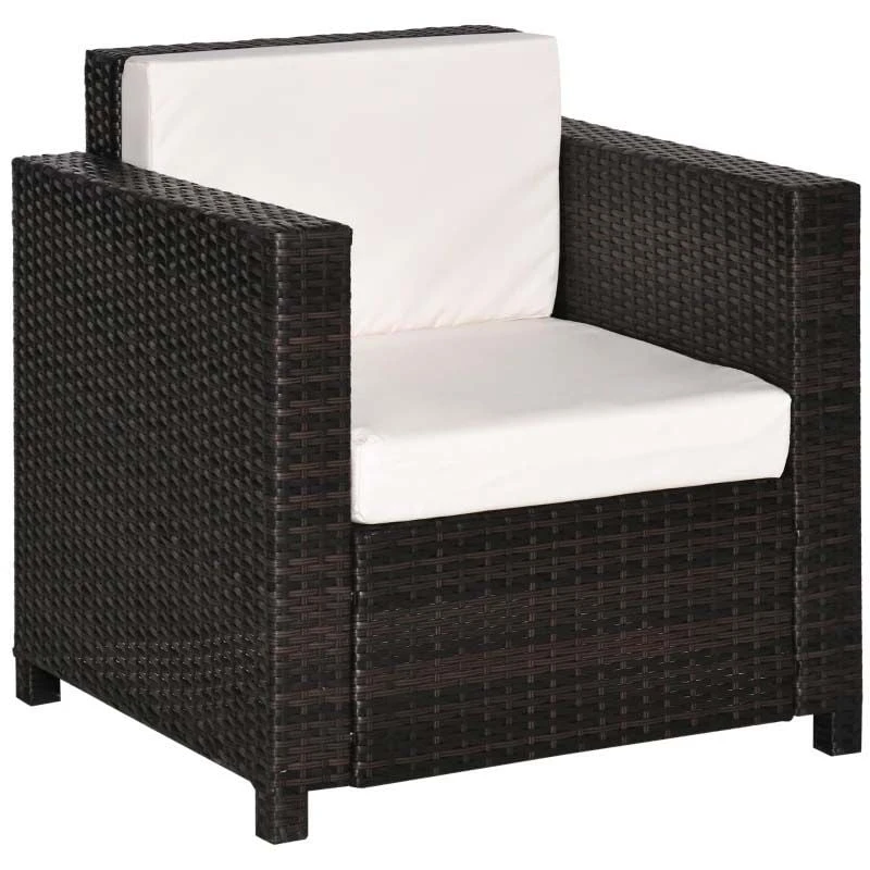 Outsunny Rattan Armchair - Brown/Cream - 01-0715 - Image 2