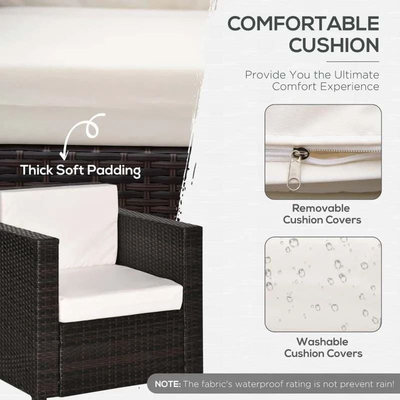 Outsunny Rattan Armchair - Brown/Cream - 01-0715 - Image 5