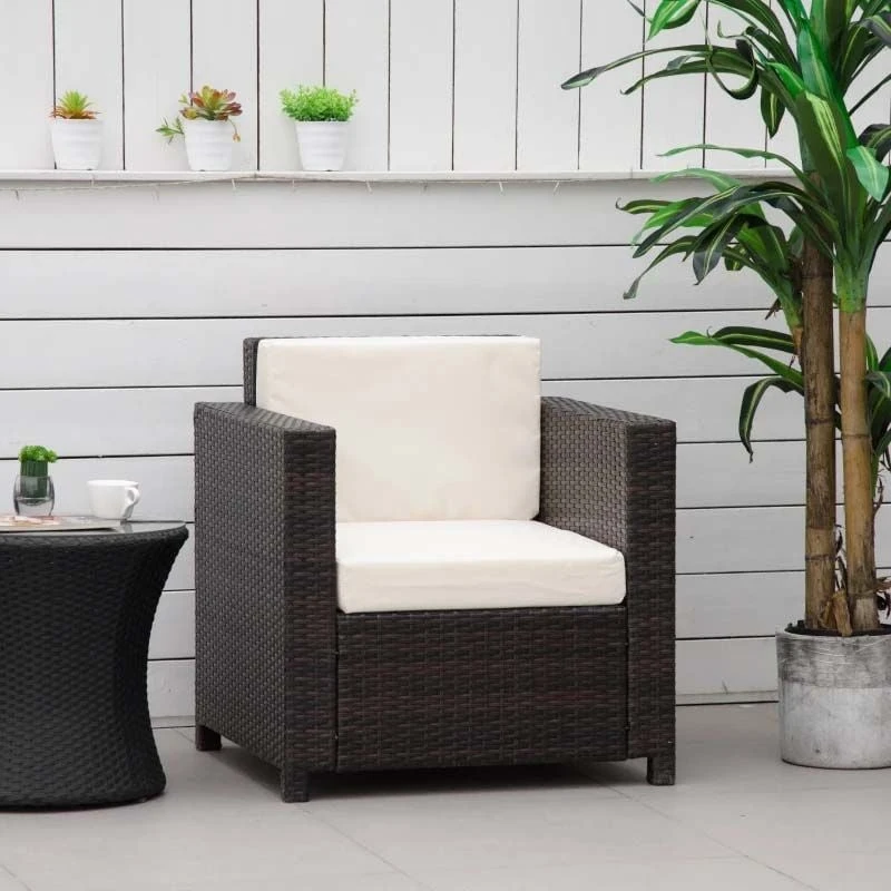 Outsunny Rattan Armchair - Brown/Cream - 01-0715
