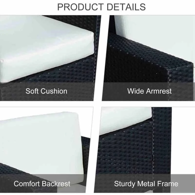 Outsunny Single Rattan Sofa Armchair - Black - 01-0716 - Image 6