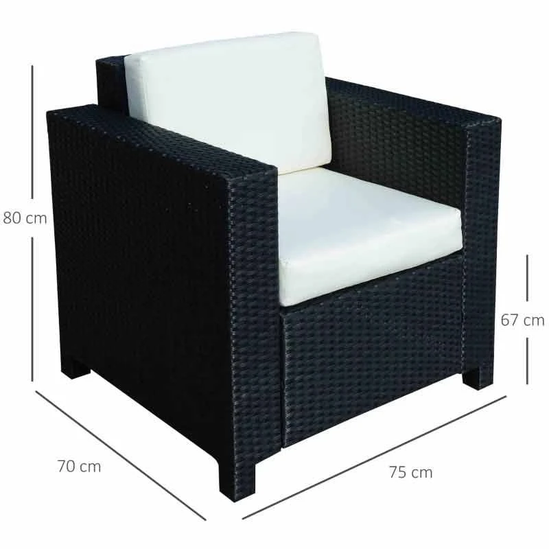 Outsunny Single Rattan Sofa Armchair - Black - 01-0716 - Image 7