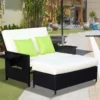 Outsunny 2-Seater Rattan Sofa Set With Foot Stool - Black/Cream - 01-0784