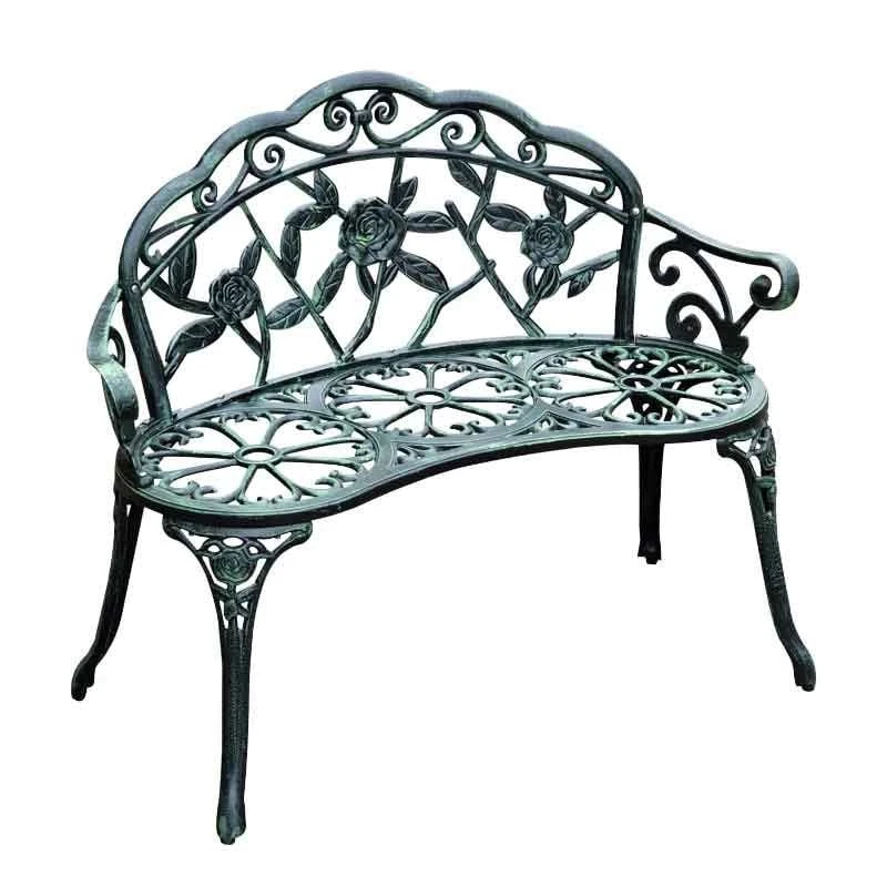 Outsunny Cast Aluminum Garden Bench - Antique Green - 01-0794 - Image 2