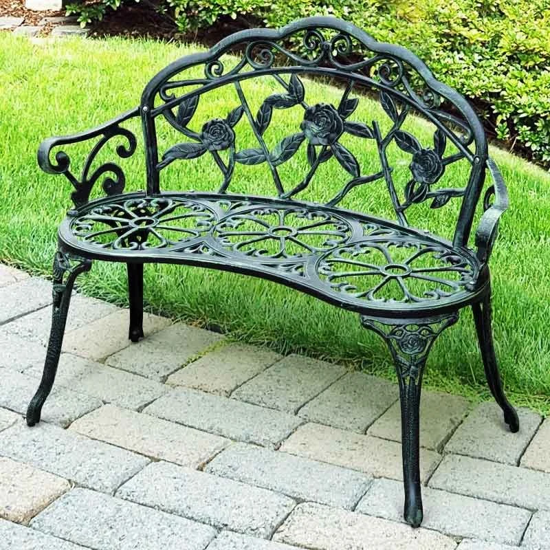 Outsunny Cast Aluminum Garden Bench - Antique Green - 01-0794 - Image 8