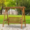 Outsunny 3-Seater Larch Wood Swing Chair - Teak - 01-0863