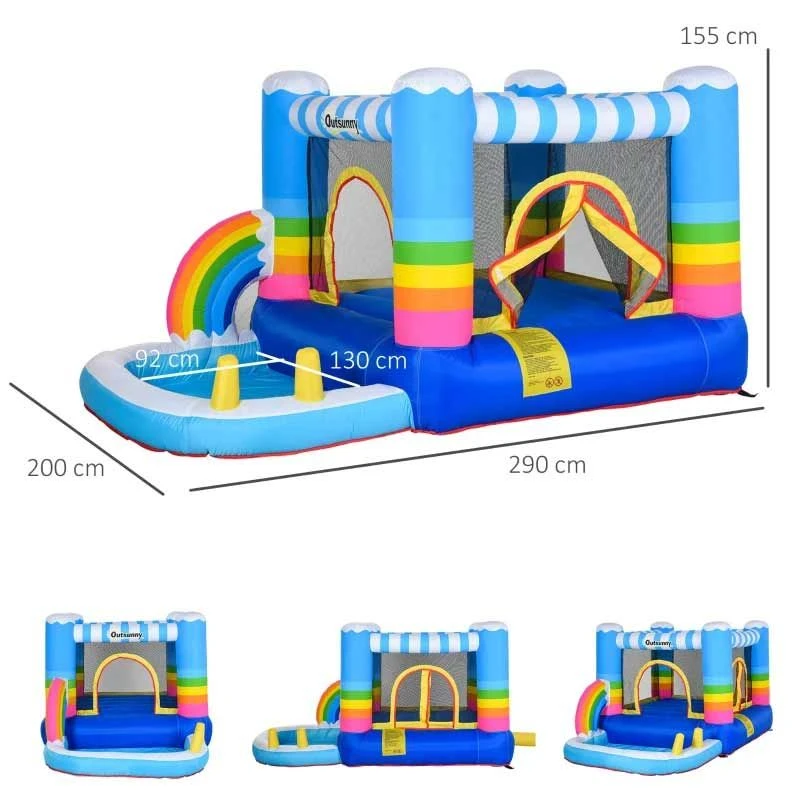 Outsunny Rainbow Bouncy Castle With Pool - 2.9 X 2 X 1.55m - 342-019V70 - Image 2