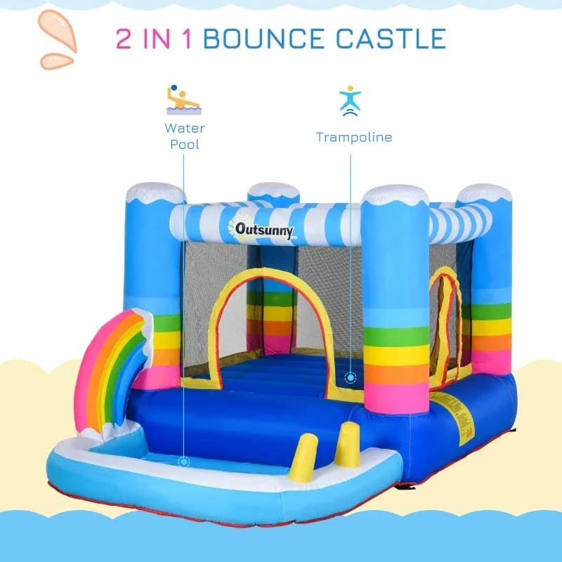 Outsunny Rainbow Bouncy Castle With Pool - 2.9 X 2 X 1.55m - 342-019V70 - Image 3