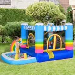 Outsunny Rainbow Bouncy Castle With Pool - 2.9 X 2 X 1.55m - 342-019V70
