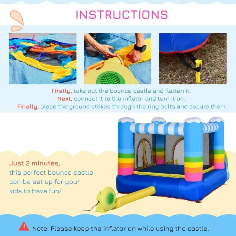 Outsunny Rainbow Bouncy Castle With Pool - 2.9 X 2 X 1.55m - 342-019V70 - Image 4