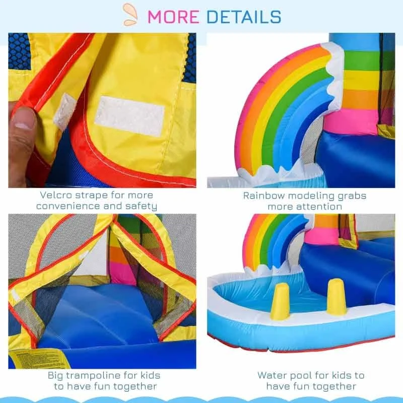 Outsunny Rainbow Bouncy Castle With Pool - 2.9 X 2 X 1.55m - 342-019V70 - Image 7