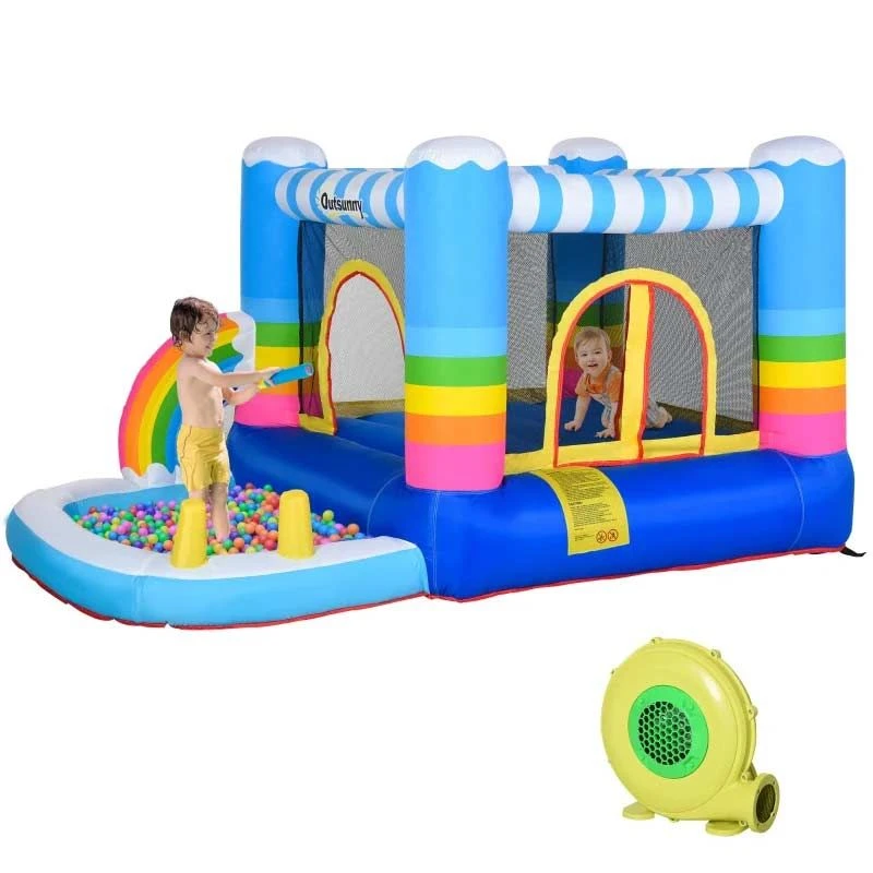 Outsunny Rainbow Bouncy Castle With Pool - 2.9 X 2 X 1.55m - 342-019V70 - Image 8
