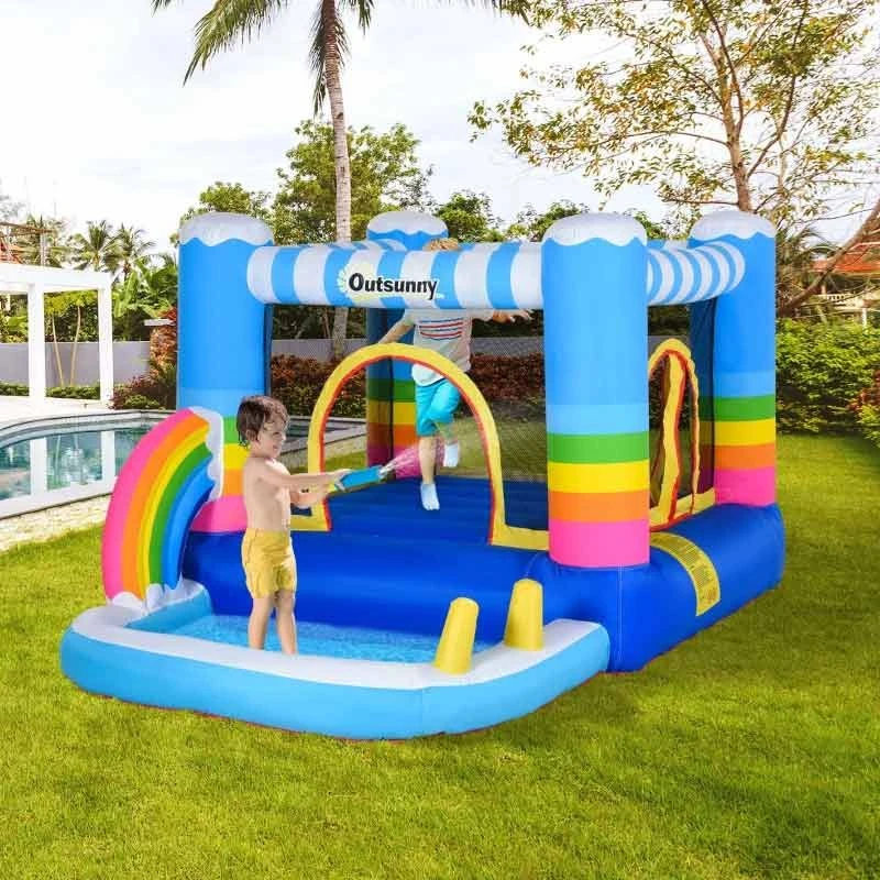 Outsunny Rainbow Bouncy Castle With Pool - 2.9 X 2 X 1.55m - 342-019V70 - Image 9