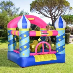 Outsunny Castle Stars Bouncy Castle - Castle Stars Design - 3.8 X 2 X 1.8m - 342-024V70