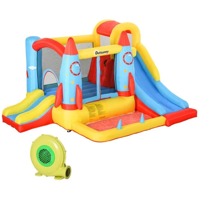 Outsunny Rocket Bouncy Castle With Slide & Pool - 3.4 X 2.8 X 1.85m - 342-025V70 - Image 2