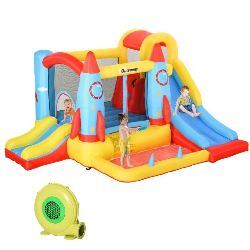 Outsunny Rocket Bouncy Castle With Slide & Pool - 3.4 X 2.8 X 1.85m - 342-025V70 - Image 8