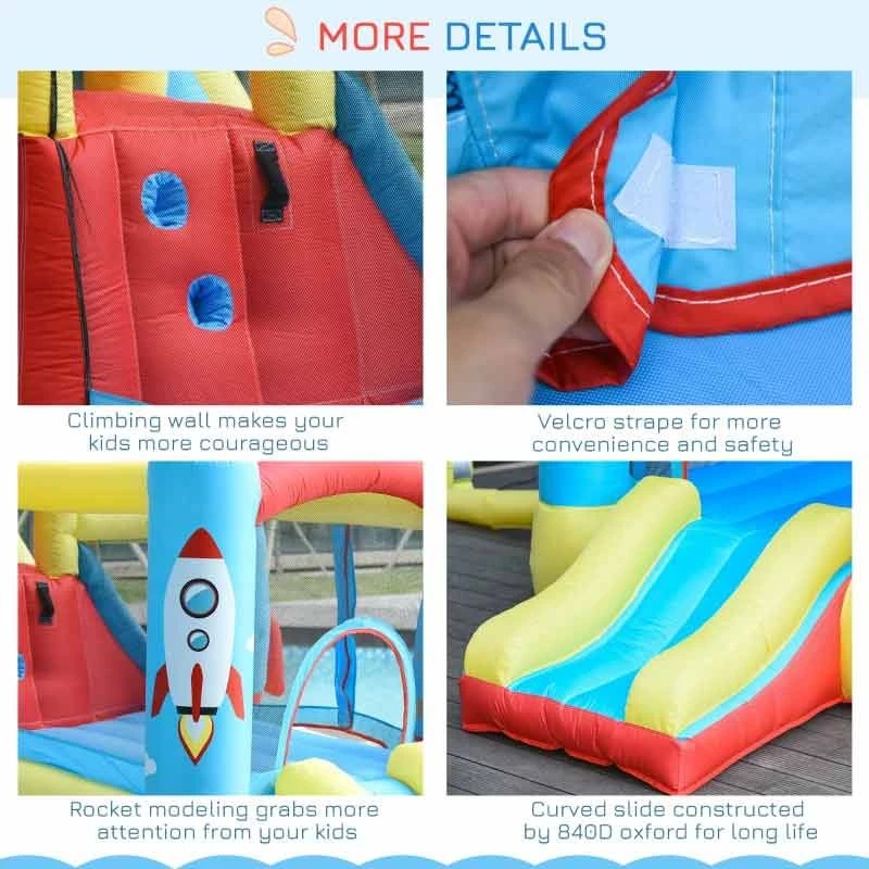 Outsunny Rocket Bouncy Castle With Slide & Pool - 3.4 X 2.8 X 1.85m - 342-025V70 - Image 9