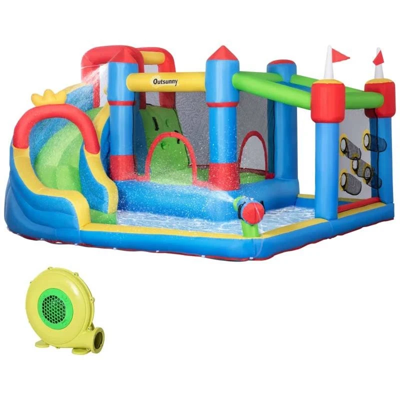 Outsunny 5-in-1 Large Bouncy Castle With Slide & Pool - 3.9 X 3 X 2m - 342-040V70 - Image 2