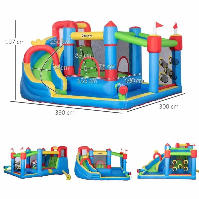 Outsunny 5-in-1 Large Bouncy Castle With Slide & Pool - 3.9 X 3 X 2m - 342-040V70 - Image 3