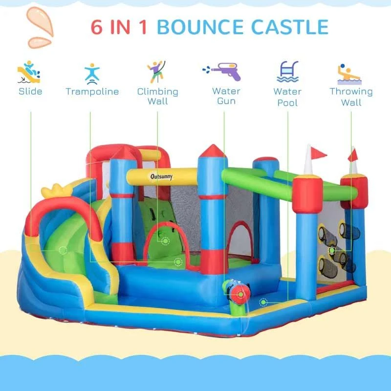Outsunny 5-in-1 Large Bouncy Castle With Slide & Pool - 3.9 X 3 X 2m - 342-040V70 - Image 4