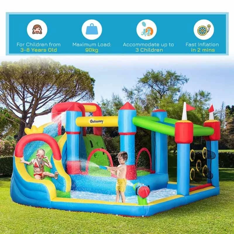 Outsunny 5-in-1 Large Bouncy Castle With Slide & Pool - 3.9 X 3 X 2m - 342-040V70 - Image 5