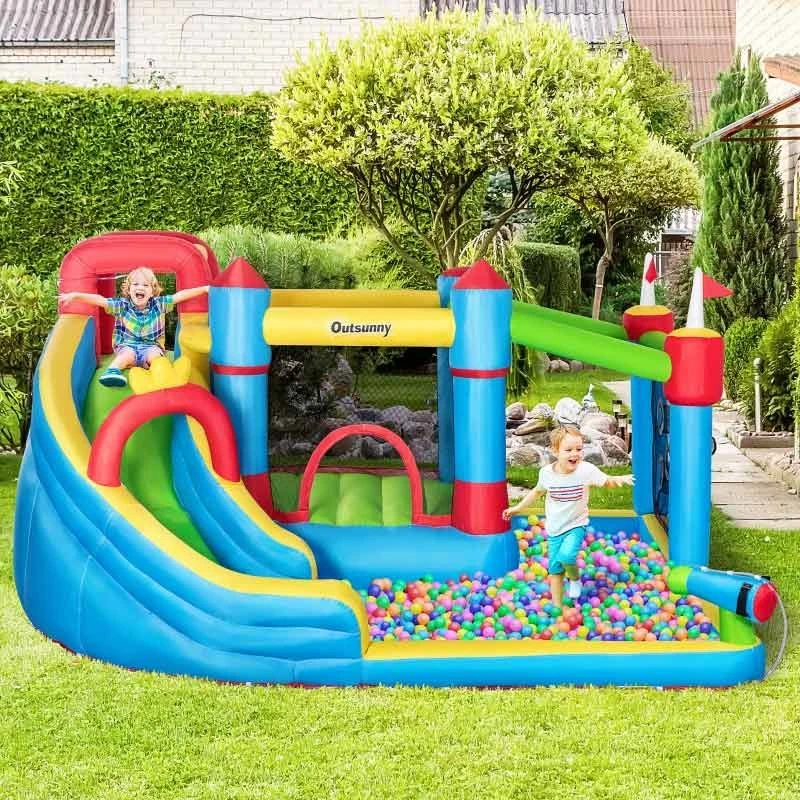 Outsunny 5-in-1 Large Bouncy Castle With Slide & Pool - 3.9 X 3 X 2m - 342-040V70 - Image 10