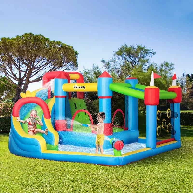 Outsunny 5-in-1 Large Bouncy Castle With Slide & Pool - 3.9 X 3 X 2m - 342-040V70
