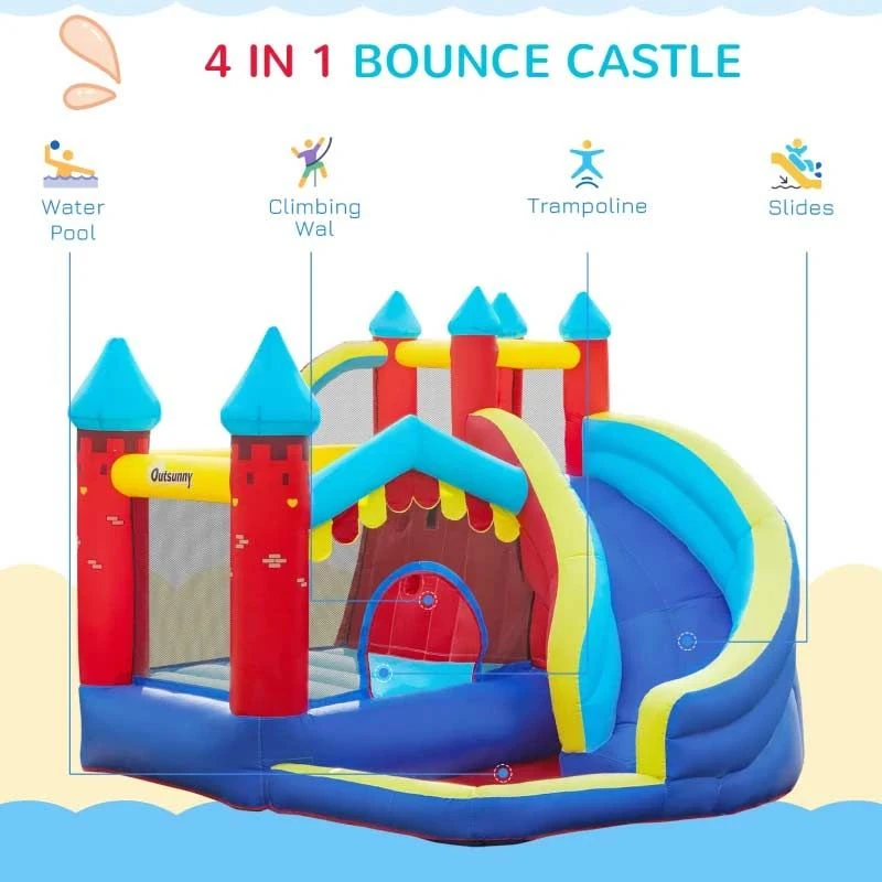 Outsunny 4-in-1 Large Bouncy Castle With Slide & Pool - 2.9 X 2.7 X 2.3m- 342-042V70 - Image 2
