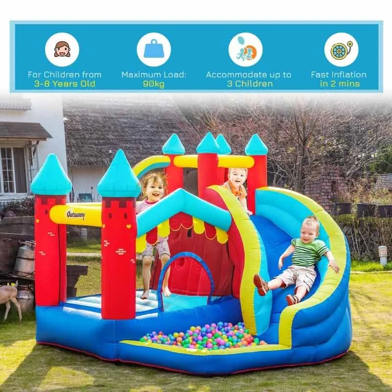 Outsunny 4-in-1 Large Bouncy Castle With Slide & Pool - 2.9 X 2.7 X 2.3m- 342-042V70 - Image 3