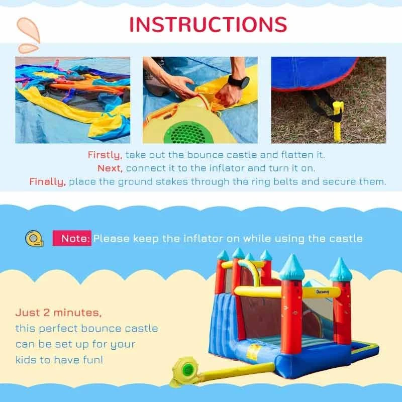 Outsunny 4-in-1 Large Bouncy Castle With Slide & Pool - 2.9 X 2.7 X 2.3m- 342-042V70 - Image 4