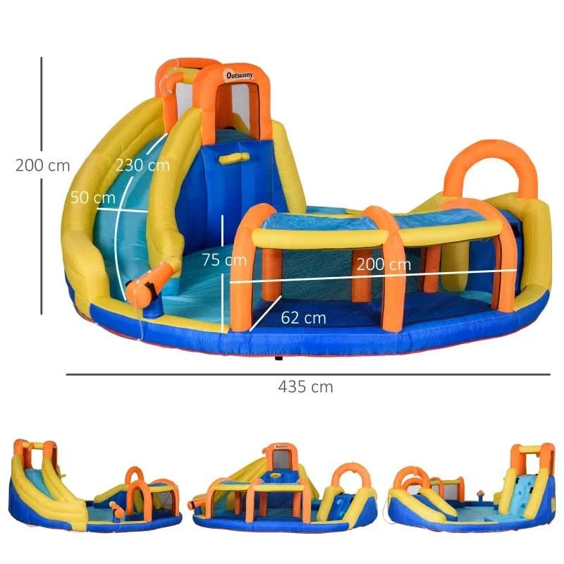 Outsunny 5-in-1 Large Bouncy Castle With Slide & Pool - 4.35 X 4.35 X 2m - 342-048V70 - Image 3
