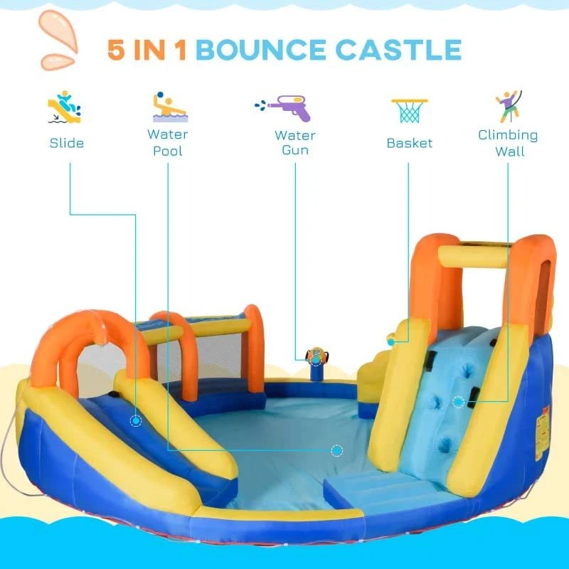 Outsunny 5-in-1 Large Bouncy Castle With Slide & Pool - 4.35 X 4.35 X 2m - 342-048V70 - Image 4