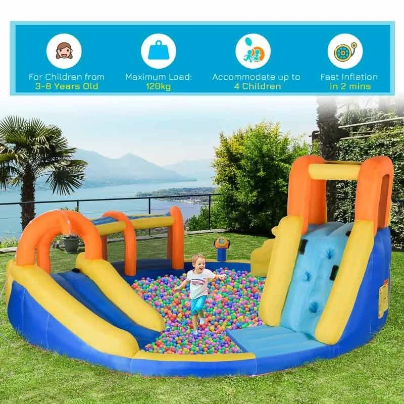 Outsunny 5-in-1 Large Bouncy Castle With Slide & Pool - 4.35 X 4.35 X 2m - 342-048V70 - Image 5