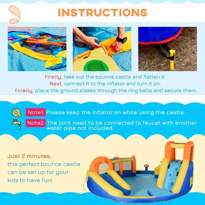 Outsunny 5-in-1 Large Bouncy Castle With Slide & Pool - 4.35 X 4.35 X 2m - 342-048V70 - Image 6