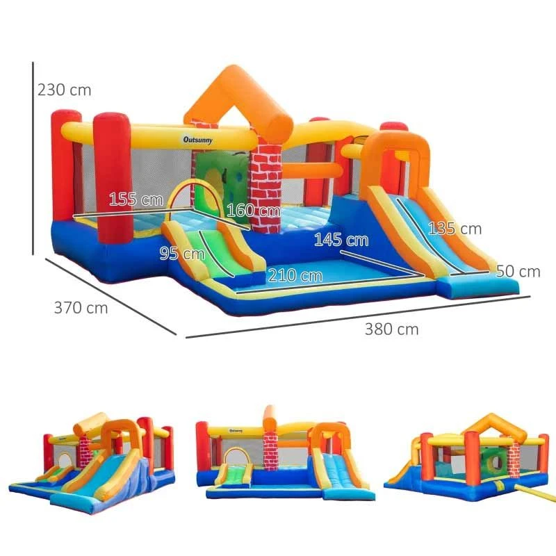 Outsunny 4-in-1 Extra Large Bouncy Castle With Slide & Pool - 3.8 X 3.7 X 2.3m - 342-055V70 - Image 2
