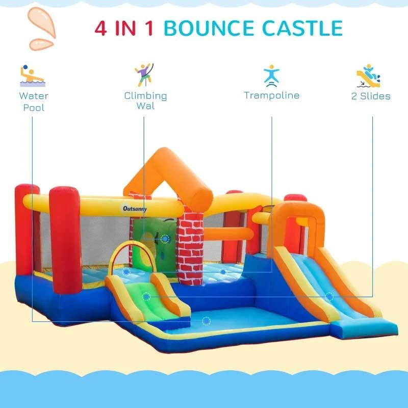 Outsunny 4-in-1 Extra Large Bouncy Castle With Slide & Pool - 3.8 X 3.7 X 2.3m - 342-055V70 - Image 3
