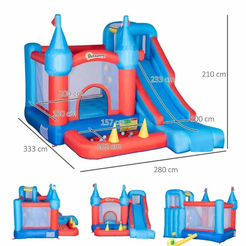 Outsunny 5-in-1 Large Bouncy Castle With Slide & Pool - 3.3 X 2.8 X 2.1m - 342-061V70 - Image 3