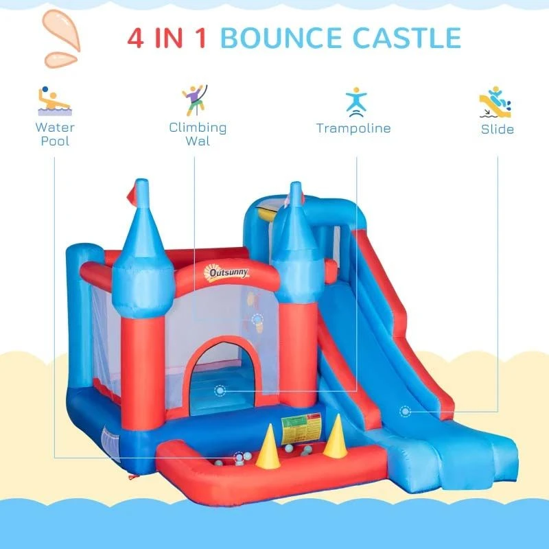 Outsunny 5-in-1 Large Bouncy Castle With Slide & Pool - 3.3 X 2.8 X 2.1m - 342-061V70 - Image 4