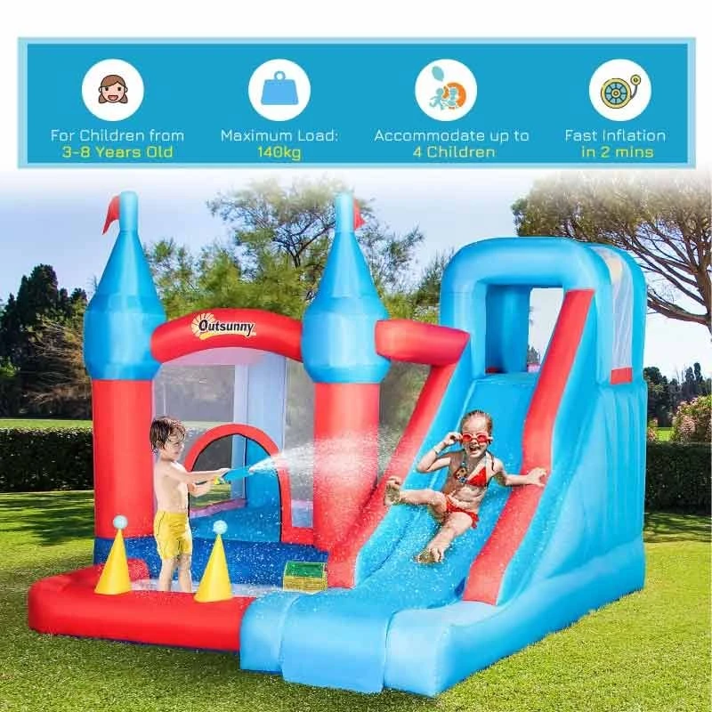 Outsunny 5-in-1 Large Bouncy Castle With Slide & Pool - 3.3 X 2.8 X 2.1m - 342-061V70 - Image 5
