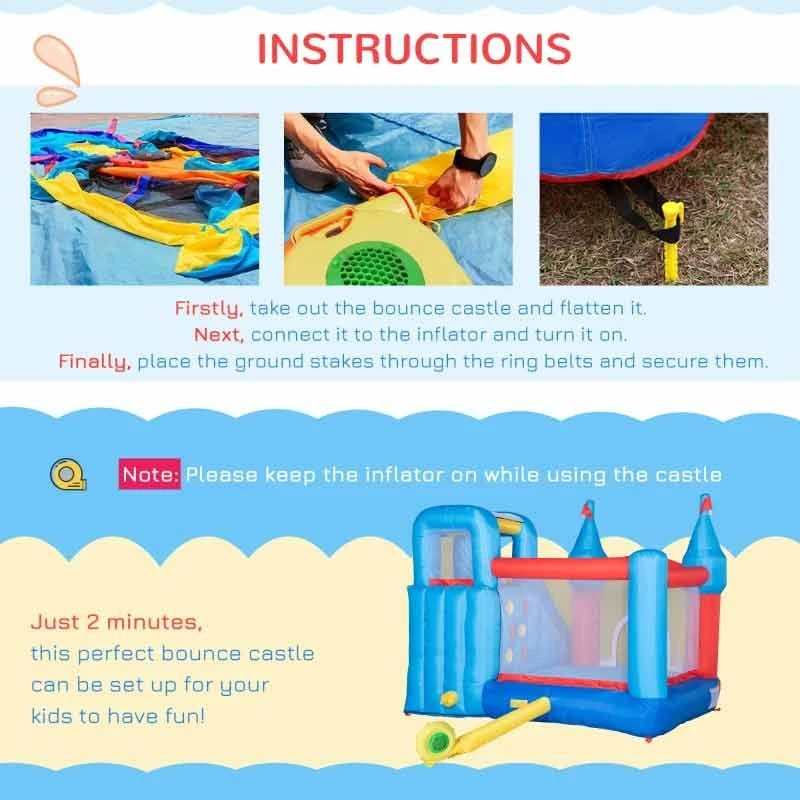 Outsunny 5-in-1 Large Bouncy Castle With Slide & Pool - 3.3 X 2.8 X 2.1m - 342-061V70 - Image 6