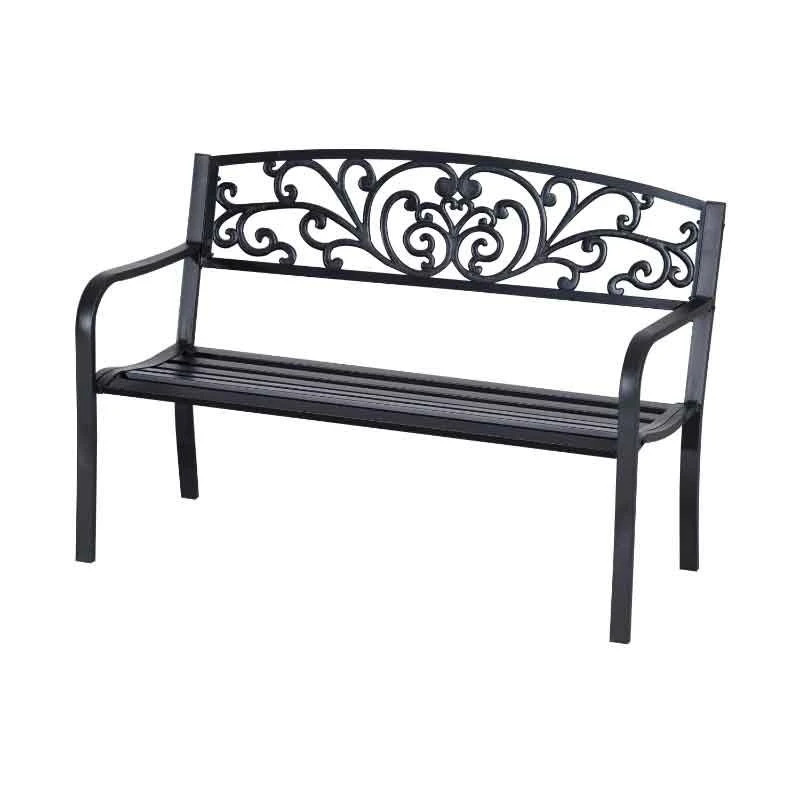 Outsunny 2-Seater Garden Bench Steel - Black - 840-036 - Image 2